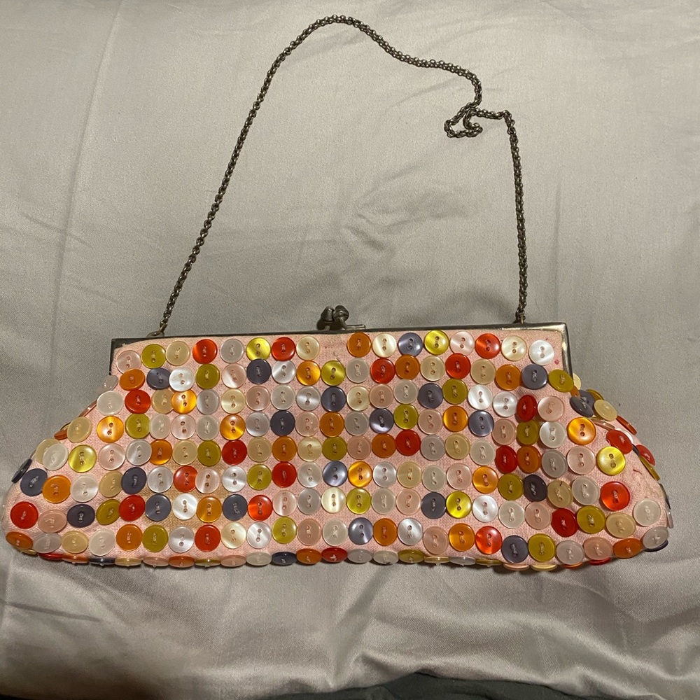 Satin button detail evening bag vintage